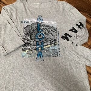 Aeropostale Long Sleeve Aloha Hawaii Graphic Tee XL Grey Mens Aloha Diamond Head
